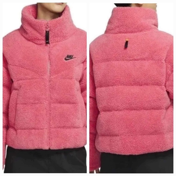Nike Sherpa Puffer Therma Fit Down-Fill Winter Jacket Color Pink